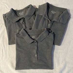 The Children's Place Gray Girls 3 Polo Shirts Sz 16